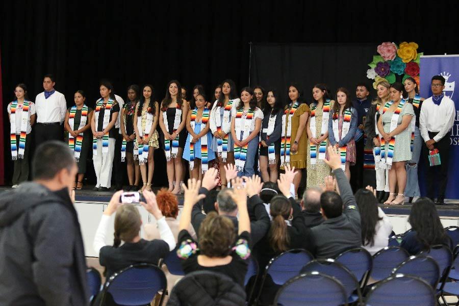 senior recognition - students wearing cultural stoles