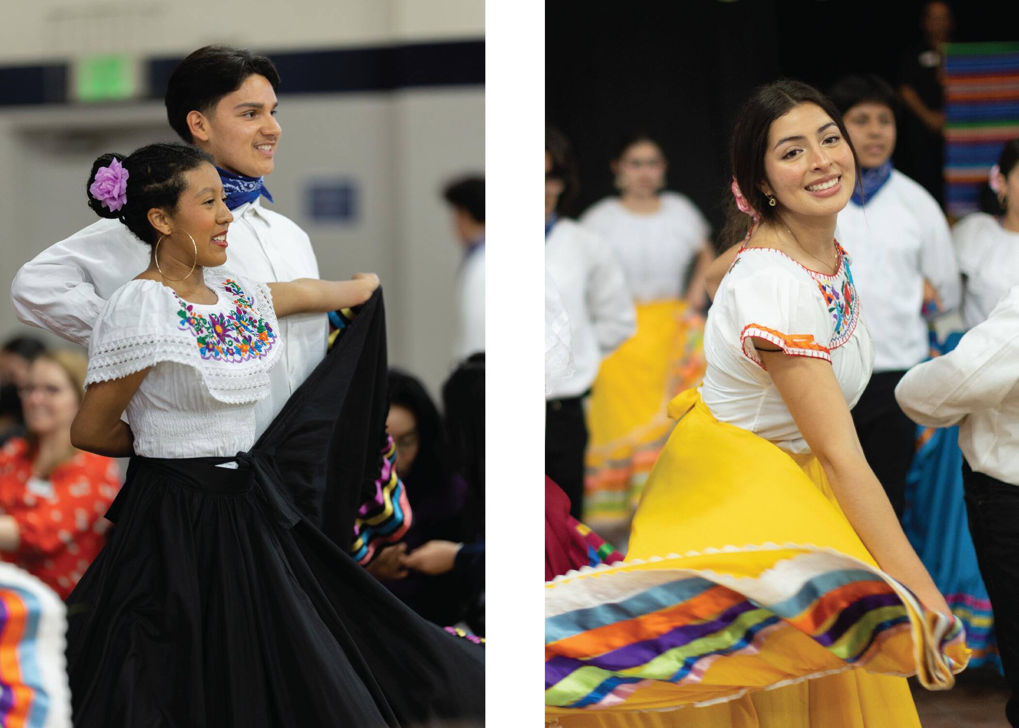 Notre Dame and Bellarmine folklorico group performing cultural dances